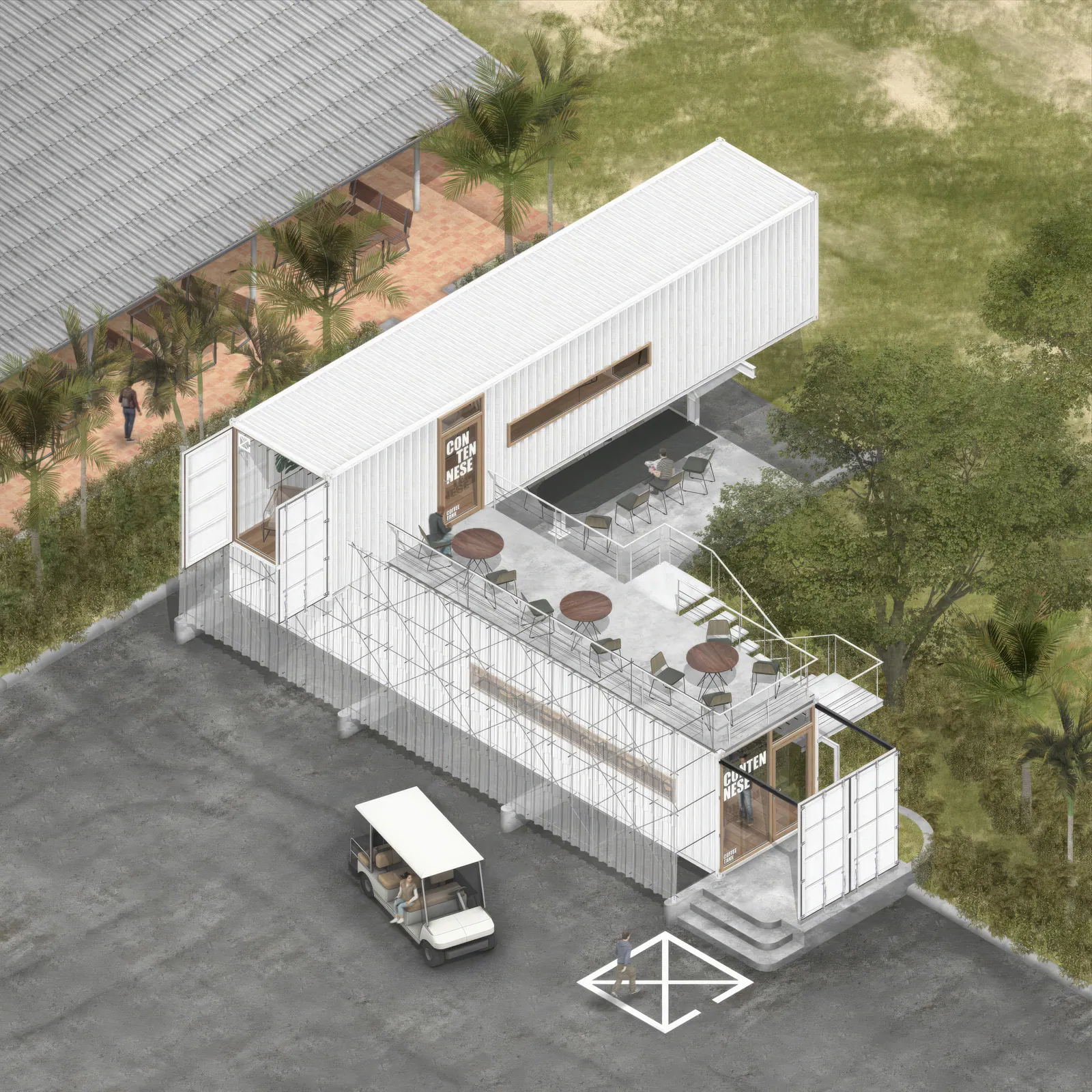 Contenese — elevated modular architecture in landscape